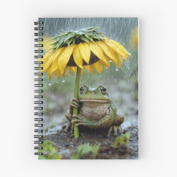 Item preview, Frog with a Sunflower Umbrella in a Rainstorm designed and sold by Maria Dryfhout.