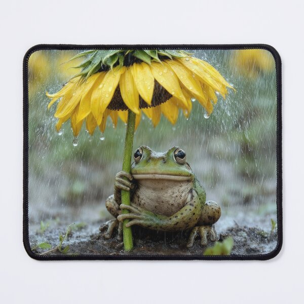 Item preview, Frog with a Sunflower Umbrella in a Rainstorm designed and sold by Maria Dryfhout.