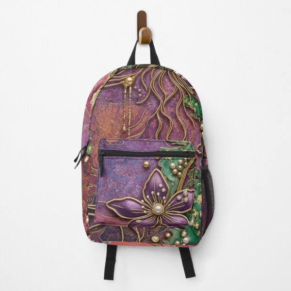 Item preview, Vibrant Gold and Purple 3D Floral Pattern designed and sold by WitchyBotanicaArt.