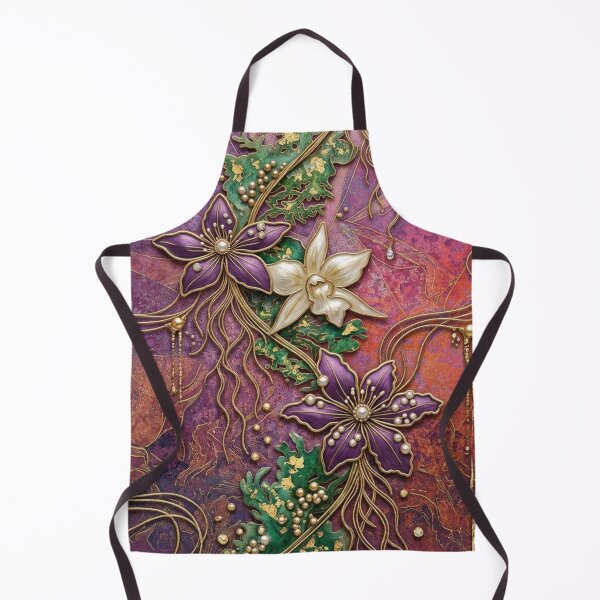 Item preview, Vibrant Gold and Purple 3D Floral Pattern designed and sold by WitchyBotanicaArt.