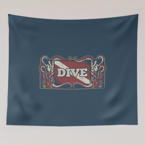 Item preview, Vintage Scuba Dive Flag Kraken Tentacles Nautical Graphic designed and sold by KiwiRider.