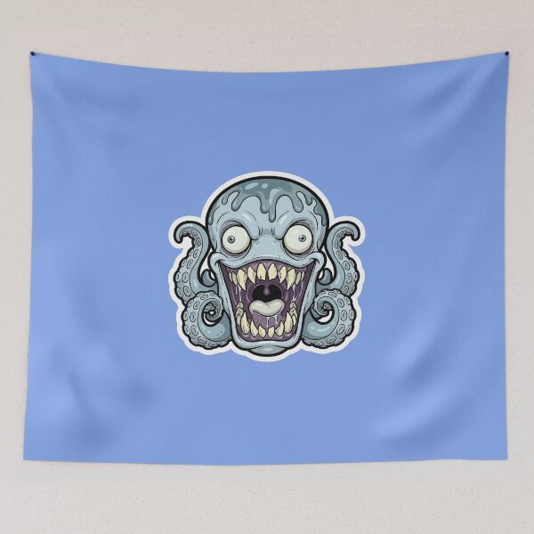 Item preview, Cartoon Horror Octopus Monster Sticker | Creepy Sea Creature | Cute Scary Kraken Art | Kawaii Horror Vinyl Decal designed and sold by Bhaskar Digital Art.