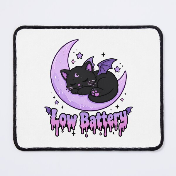 Item preview, Low Battery Pastel Goth Kitten Sleeping Bat designed and sold by chattsuede.