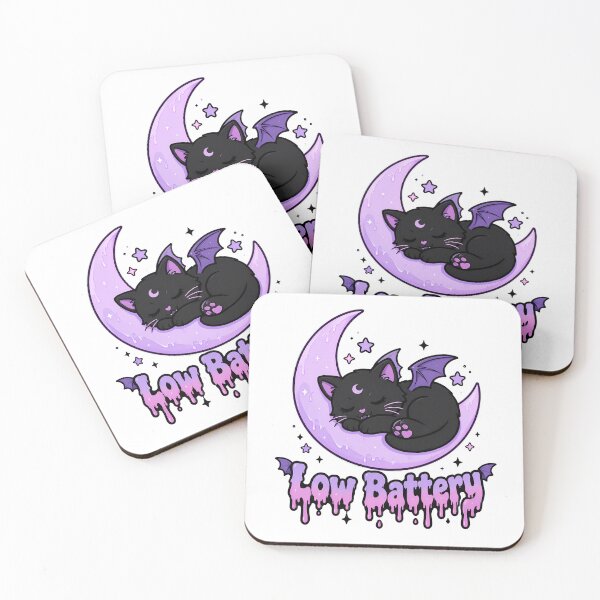 Item preview, Low Battery Pastel Goth Kitten Sleeping Bat designed and sold by chattsuede.