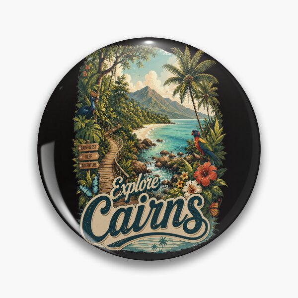 Item preview, Explore Cairns Vintage Travel Poster | Tropical Rainforest & Beach Retro Art | Queensland Australia designed and sold by Moh-nd-Eg.