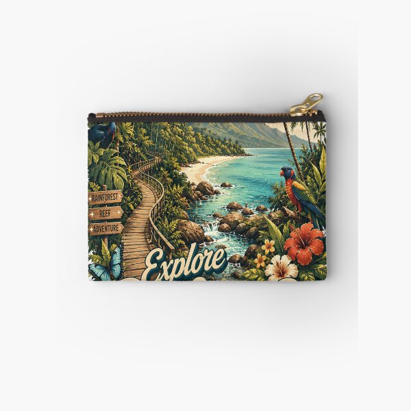 Item preview, Explore Cairns Vintage Travel Poster | Tropical Rainforest & Beach Retro Art | Queensland Australia designed and sold by Moh-nd-Eg.
