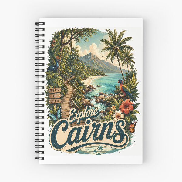 Item preview, Explore Cairns Vintage Travel Poster | Tropical Rainforest & Beach Retro Art | Queensland Australia designed and sold by Moh-nd-Eg.