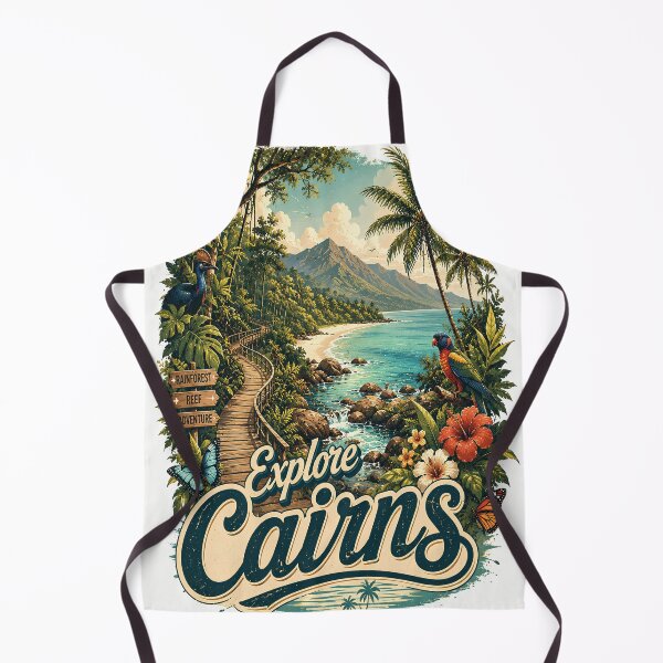 Item preview, Explore Cairns Vintage Travel Poster | Tropical Rainforest & Beach Retro Art | Queensland Australia designed and sold by Moh-nd-Eg.