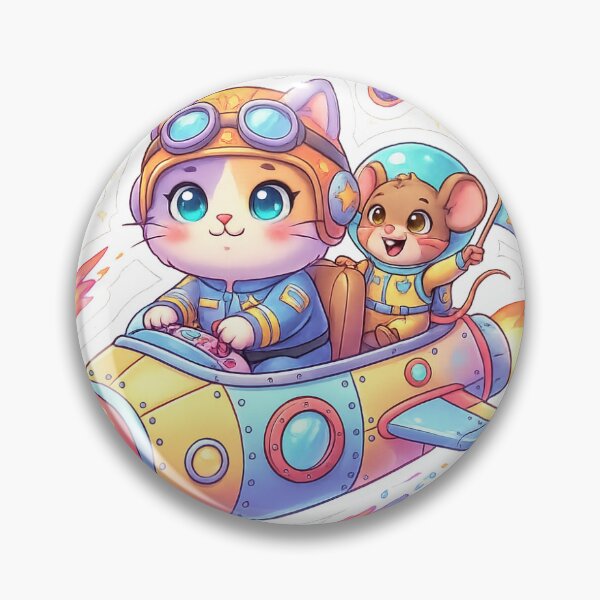 Item preview, Cute Space Rocket Kitten & Mouse designed and sold by Sticker_Verse_Studio.