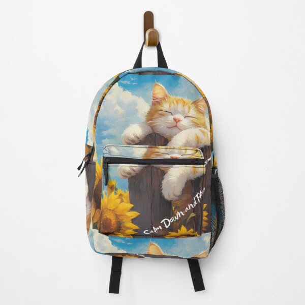 Item preview, Cute Sleeping Orange Kitten with Sunflowers | Whimsical Cottagecore Cat Art designed and sold by Psycho-Crazy.