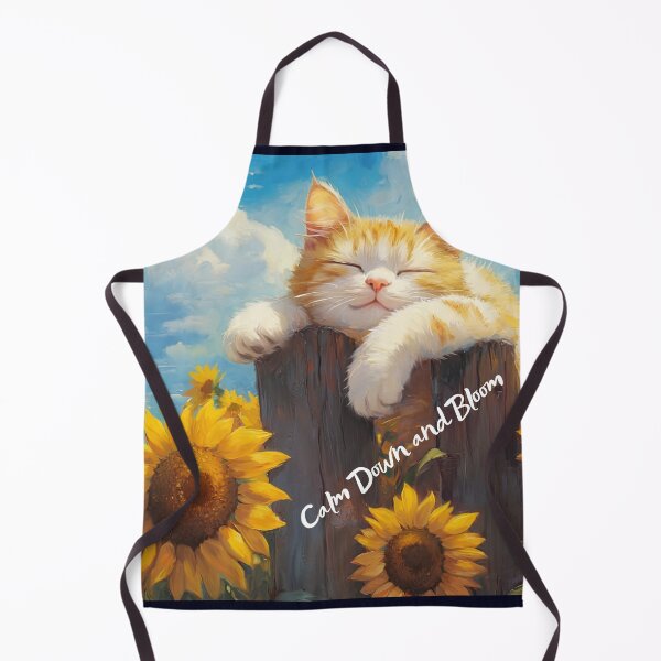 Item preview, Cute Sleeping Orange Kitten with Sunflowers | Whimsical Cottagecore Cat Art designed and sold by Psycho-Crazy.
