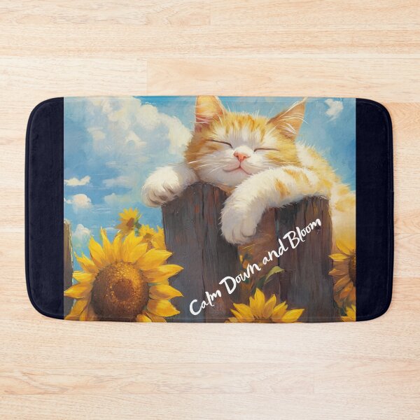Item preview, Cute Sleeping Orange Kitten with Sunflowers | Whimsical Cottagecore Cat Art designed and sold by Psycho-Crazy.
