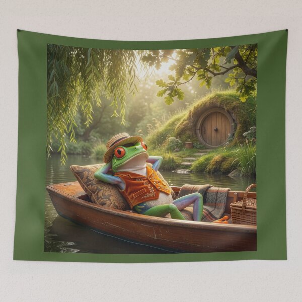 Item preview, Red-Eyed Tree Frog Drifts on the River designed and sold by Tridentulus.
