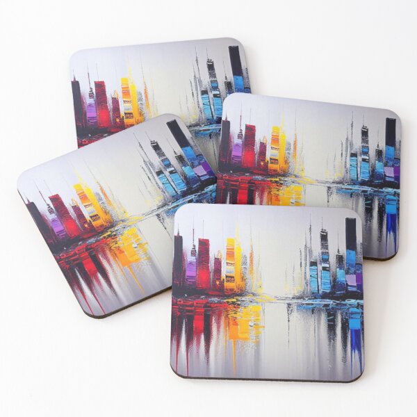 Item preview, Abstract City Skyline | Modern Urban Reflection | Colorful Contemporary Art designed and sold by GSizzle1.