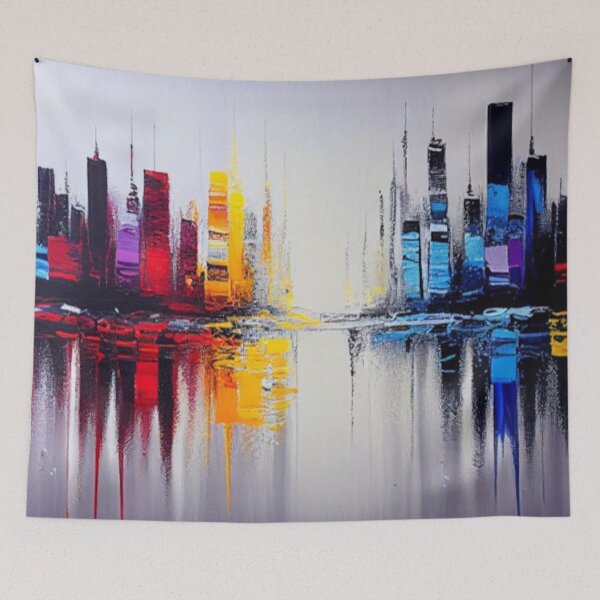 Item preview, Abstract City Skyline | Modern Urban Reflection | Colorful Contemporary Art designed and sold by GSizzle1.