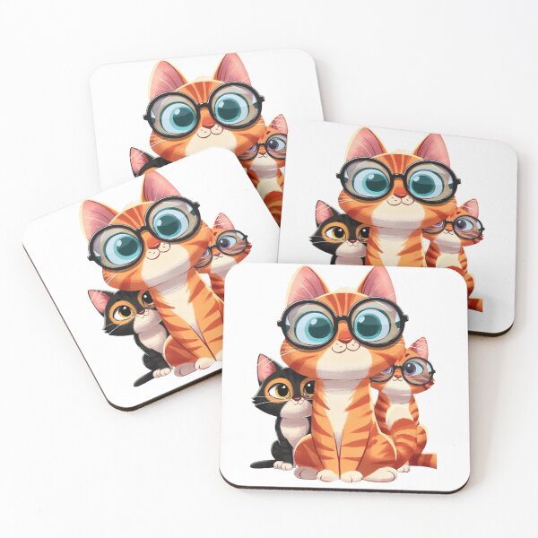 Item preview, Three adorable kittens with round glasses designed and sold by norachiang.