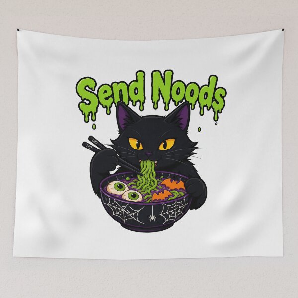 Item preview, Send Noods Ramen Kitty Spooky Halloween Noodle Bowl designed and sold by chattsuede.