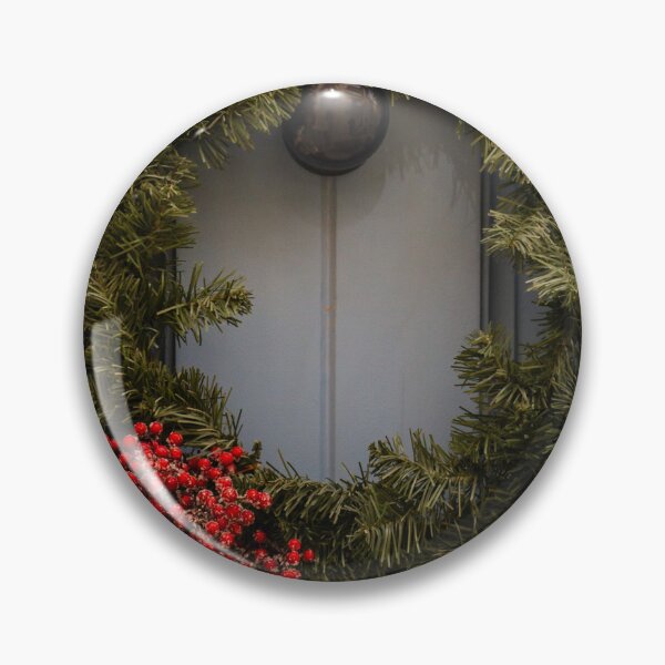 Item preview, Christmas Wreath With Red Berries Hanging On a Blue Front Door For Holiday Decor designed and sold by Nmallia.