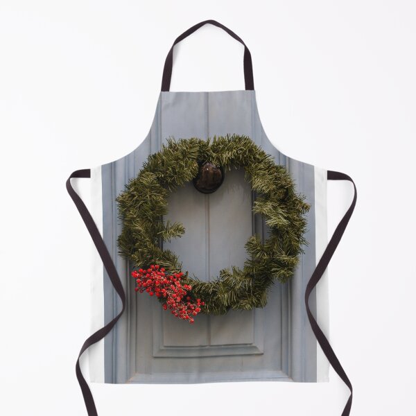 Item preview, Christmas Wreath With Red Berries Hanging On a Blue Front Door For Holiday Decor designed and sold by Nmallia.