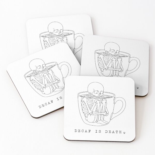 Item preview, Decaf Is Death Skeleton Dark Humor Minimalist Coffee designed and sold by chattsuede.
