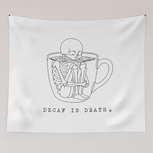 Item preview, Decaf Is Death Skeleton Dark Humor Minimalist Coffee designed and sold by chattsuede.