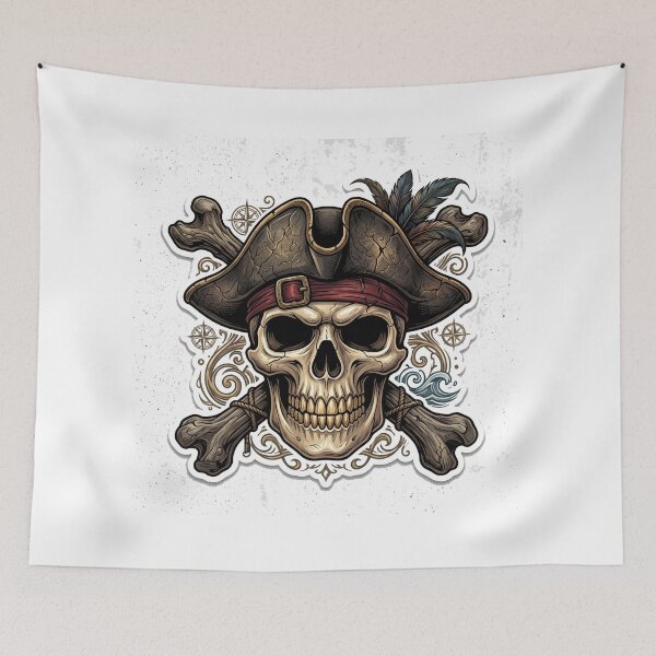Item preview, Vintage Pirate Skull Sticker | Jolly Roger Skeleton Pirate Captain Gothic Adventure Design designed and sold by MAStrends.