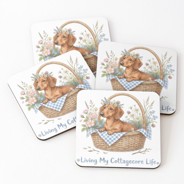 Item preview, Cottagecore Dachshund Flower Crown Wildflower Basket Design designed and sold by jgoteiner.