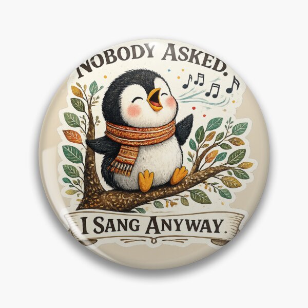 Item preview, Nobody Asked I Sang Anyway Penguin Singing Vintage Funny Introvert Bird Sticker T-Shirt designed and sold by HOUSE OF TIST.