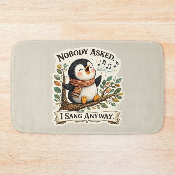 Item preview, Nobody Asked I Sang Anyway Penguin Singing Vintage Funny Introvert Bird Sticker T-Shirt designed and sold by HOUSE OF TIST.