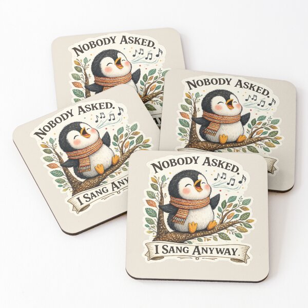 Item preview, Nobody Asked I Sang Anyway Penguin Singing Vintage Funny Introvert Bird Sticker T-Shirt designed and sold by HOUSE OF TIST.