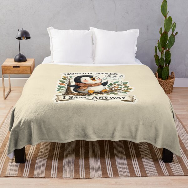 Item preview, Nobody Asked I Sang Anyway Penguin Singing Vintage Funny Introvert Bird Sticker T-Shirt designed and sold by HOUSE OF TIST.