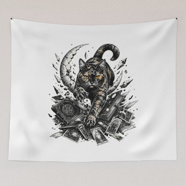 Item preview, Witch's Familiar Pentagram Gothic Occult Tarot Feline designed and sold by chattsuede.