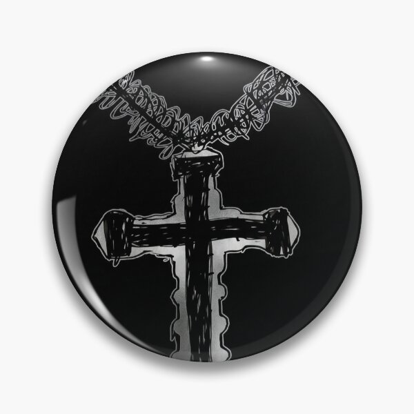 Item preview, Silver Grunge Cross Pendant - Hand Drawn Gothic Chain Artwork designed and sold by Xriti06.