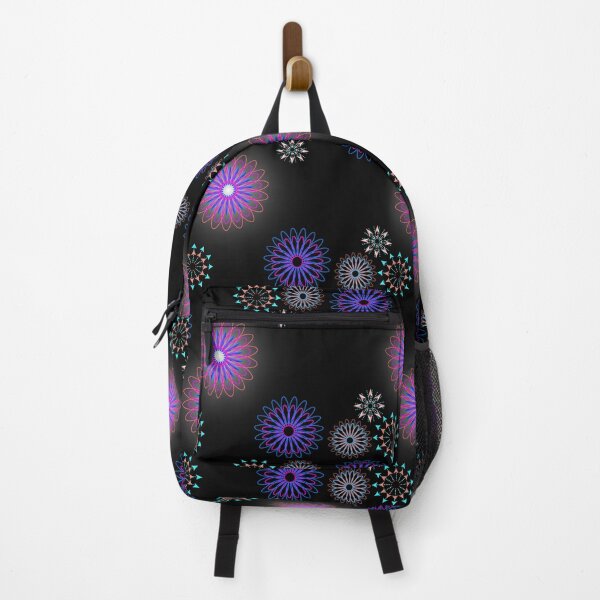 Item preview, Colourful floral pattern on black background designed and sold by Elwira Studio.