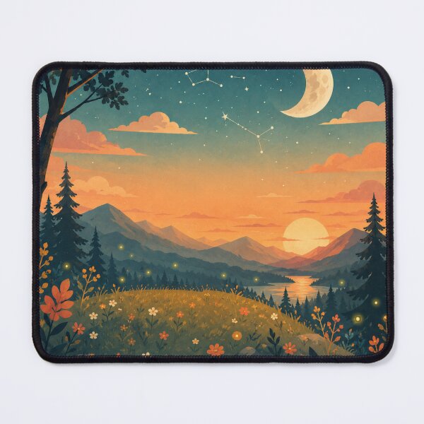 Item preview, Constellation Valley – Magical Night Landscape | Cozy Fantasy Nature Art designed and sold by Goodthingstree.