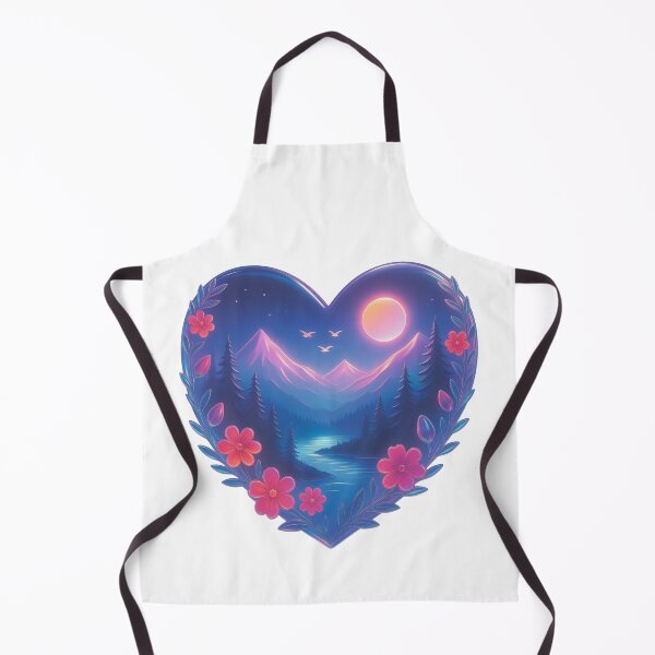 Item preview, Floral Heart Mountain Landscape Sublimation Moon Night Hiking Graphic designed and sold by GabeMountainArt.