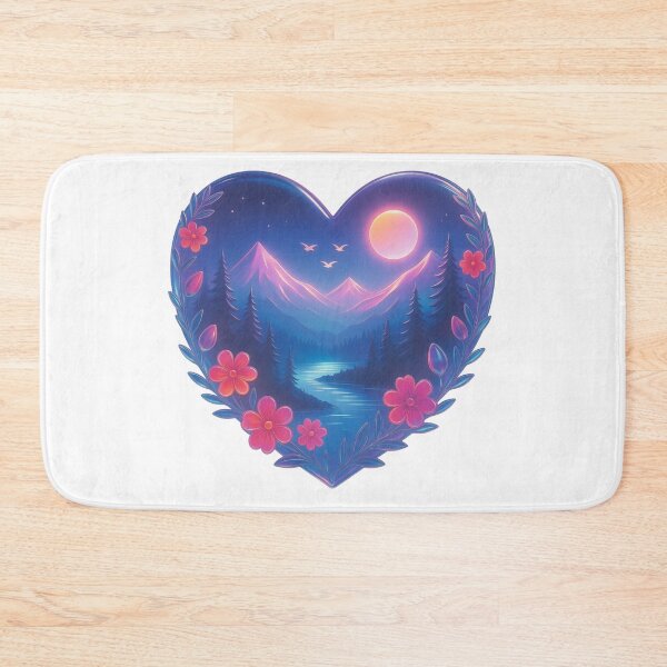 Item preview, Floral Heart Mountain Landscape Sublimation Moon Night Hiking Graphic designed and sold by GabeMountainArt.