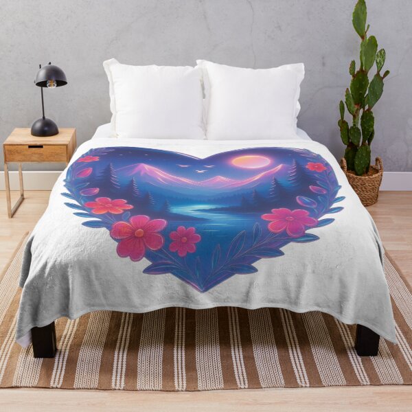 Item preview, Floral Heart Mountain Landscape Sublimation Moon Night Hiking Graphic designed and sold by GabeMountainArt.