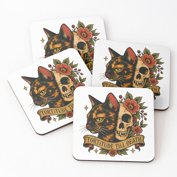 Item preview, Tortitude Till Death Gothic Tortoiseshell Skull Tattoo designed and sold by chattsuede.