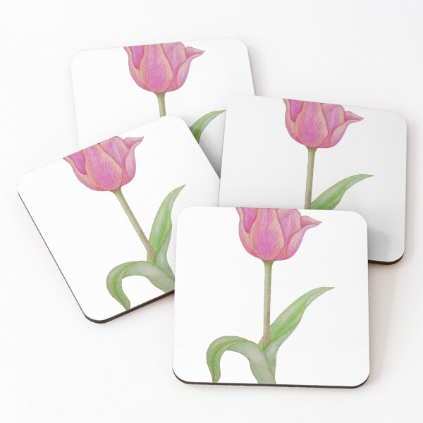 Item preview, Elegant Single Pink Tulip Botanical Art | Hand Drawn Colored Pencil Flower Illustration designed and sold by calmcolourprint.