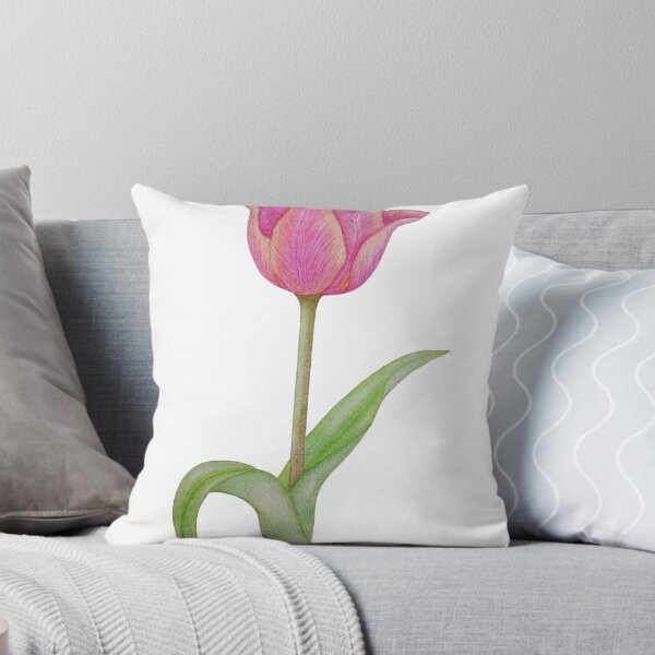 Item preview, Elegant Single Pink Tulip Botanical Art | Hand Drawn Colored Pencil Flower Illustration designed and sold by calmcolourprint.