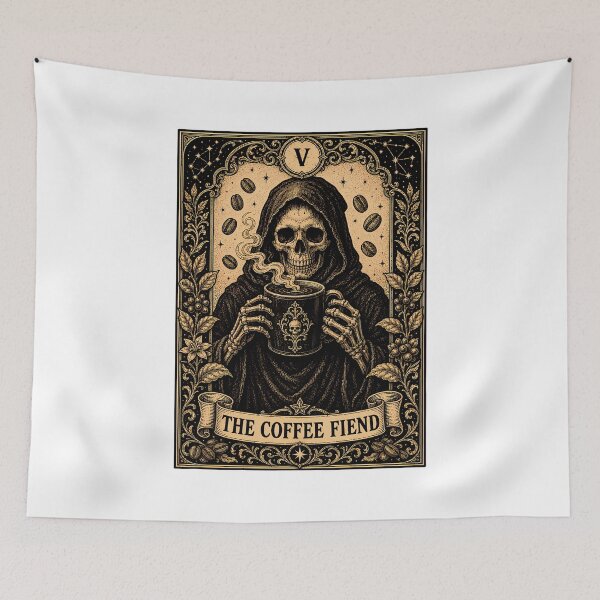Item preview, Coffee Fiend Tarot Card Gothic Grim Reaper designed and sold by chattsuede.