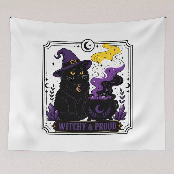 Item preview, Non Binary Witch Cat Witchy And Proud designed and sold by chattsuede.