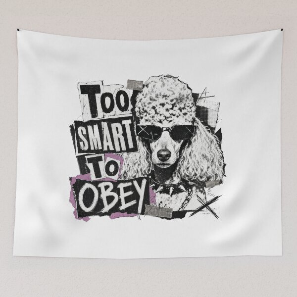 Item preview, Rebel Poodle Dog Too Smart To Obey Funny Punk Pooch designed and sold by AntiqueImages.