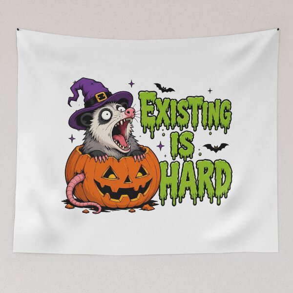 Item preview, Screaming Opossum Halloween Meme Existing Is Hard designed and sold by chattsuede.