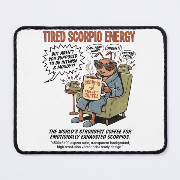 Item preview, Tired Scorpio Energy Funny Vintage Coffee Advertisement Retro Zodiac Design designed and sold by urbinet.