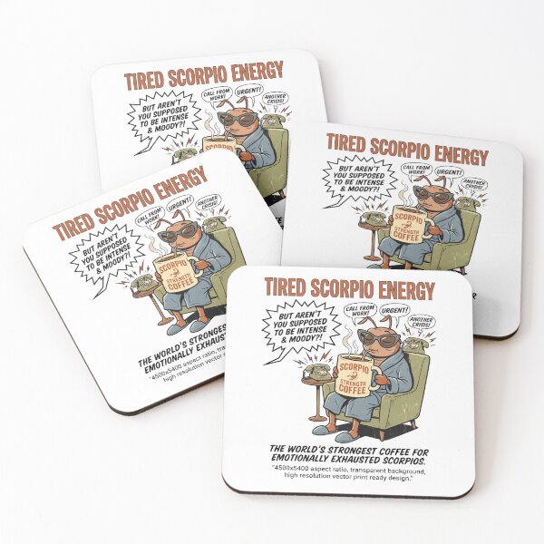Item preview, Tired Scorpio Energy Funny Vintage Coffee Advertisement Retro Zodiac Design designed and sold by urbinet.