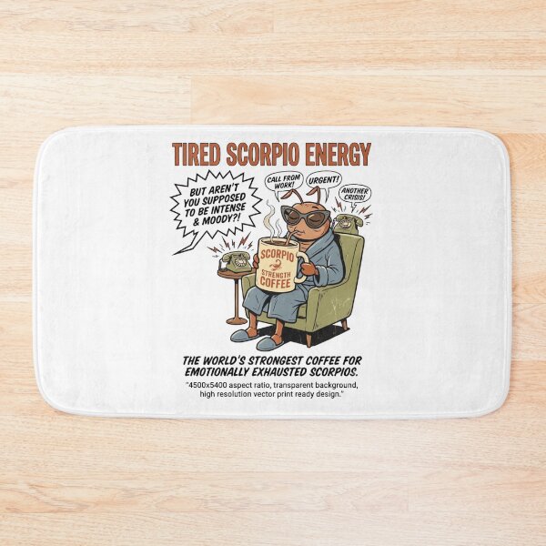 Item preview, Tired Scorpio Energy Funny Vintage Coffee Advertisement Retro Zodiac Design designed and sold by urbinet.