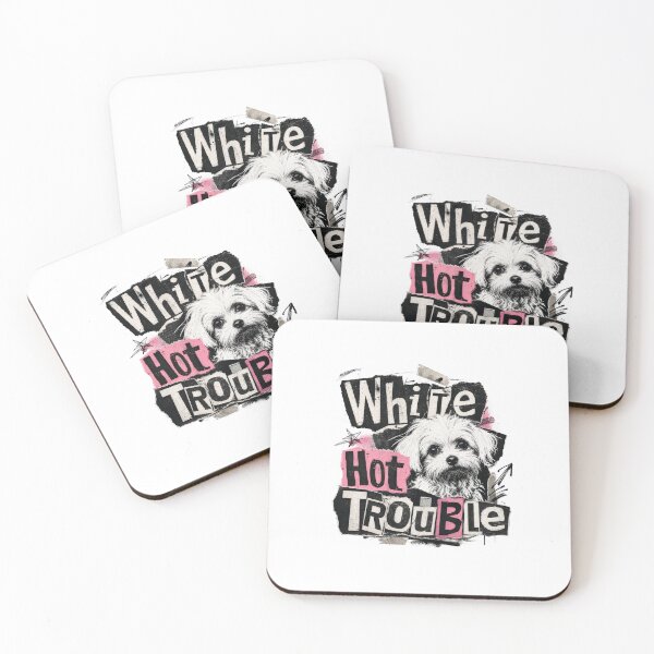 Item preview, White Hot Trouble Maltese Grunge Style designed and sold by AntiqueImages.