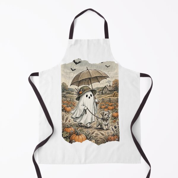 Item preview, Cute Ghost Walking Dog in Pumpkin Patch Fall Rain designed and sold by Neurospicy Trolls.